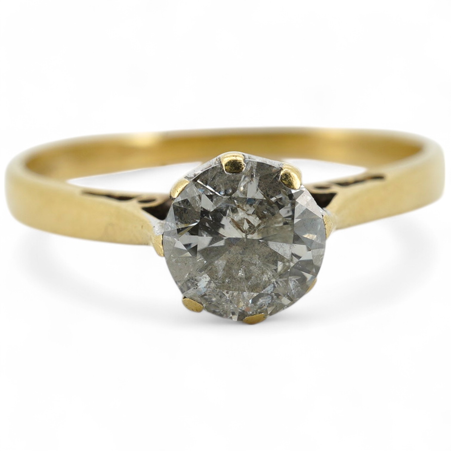 A modern 19ct gold and solitaire diamond ring, the stone weighing 0.50ct, size O, gross weight 2.2 grams.